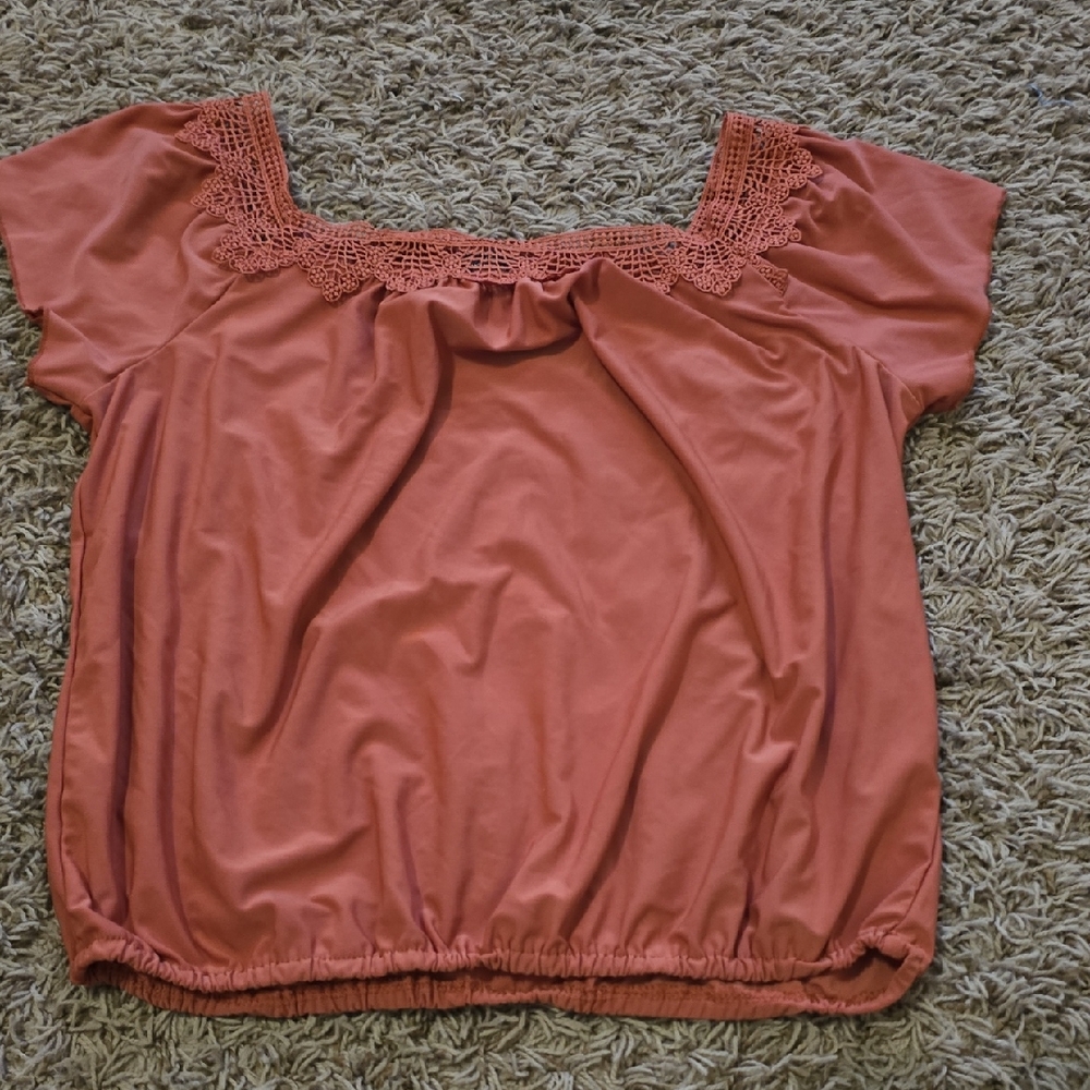 Orange Smocked Puff Sleeve Blouse